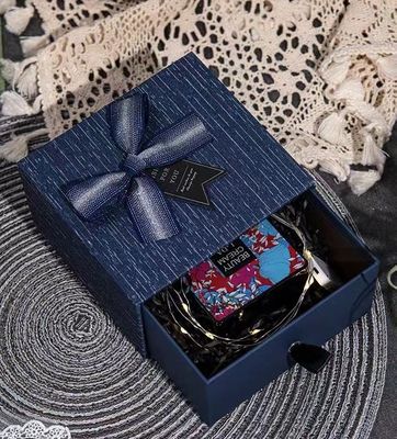 Art Paper Pink Paperboard Gift Boxes With Ribbon Drawer Box Shape For Cosmetic Packaging