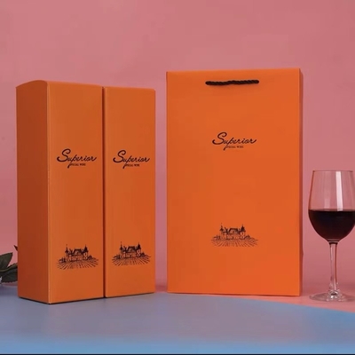 Blue	Coated Paper Foldable Gift Boxes With Ribbon Wine Gift Packaging